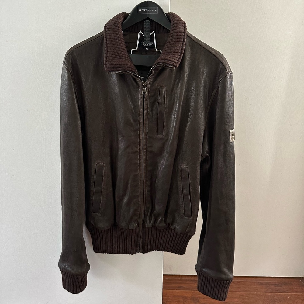 NWT Ferrari premium leather bomber jacket
